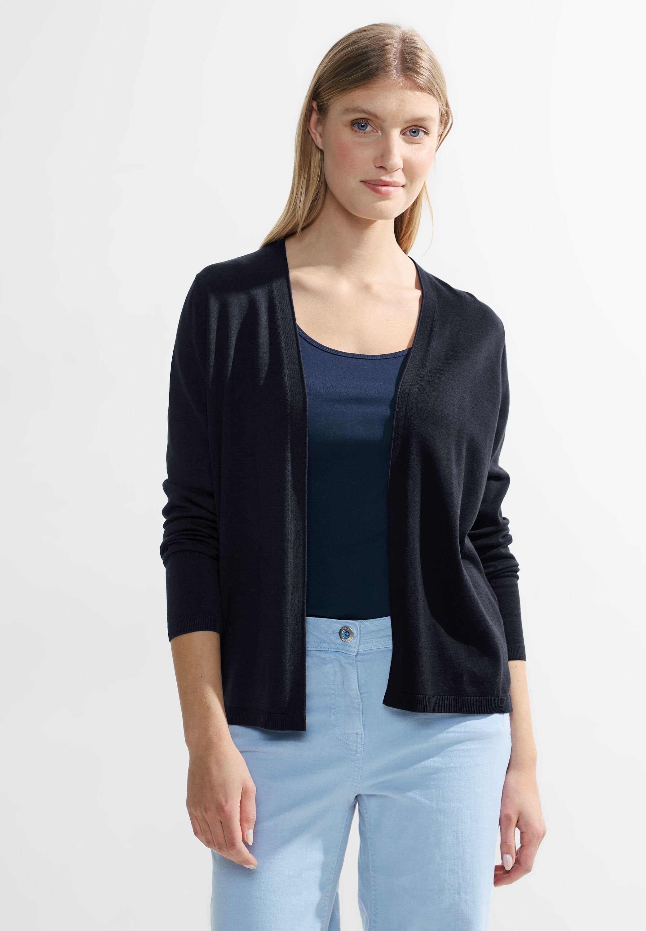 Cecil Cardigan Court Femme - Col Rond, Manches 3/4 - En Mélange Coton Stretch - B224926 - Idéal Pour Toutes Les Occasions